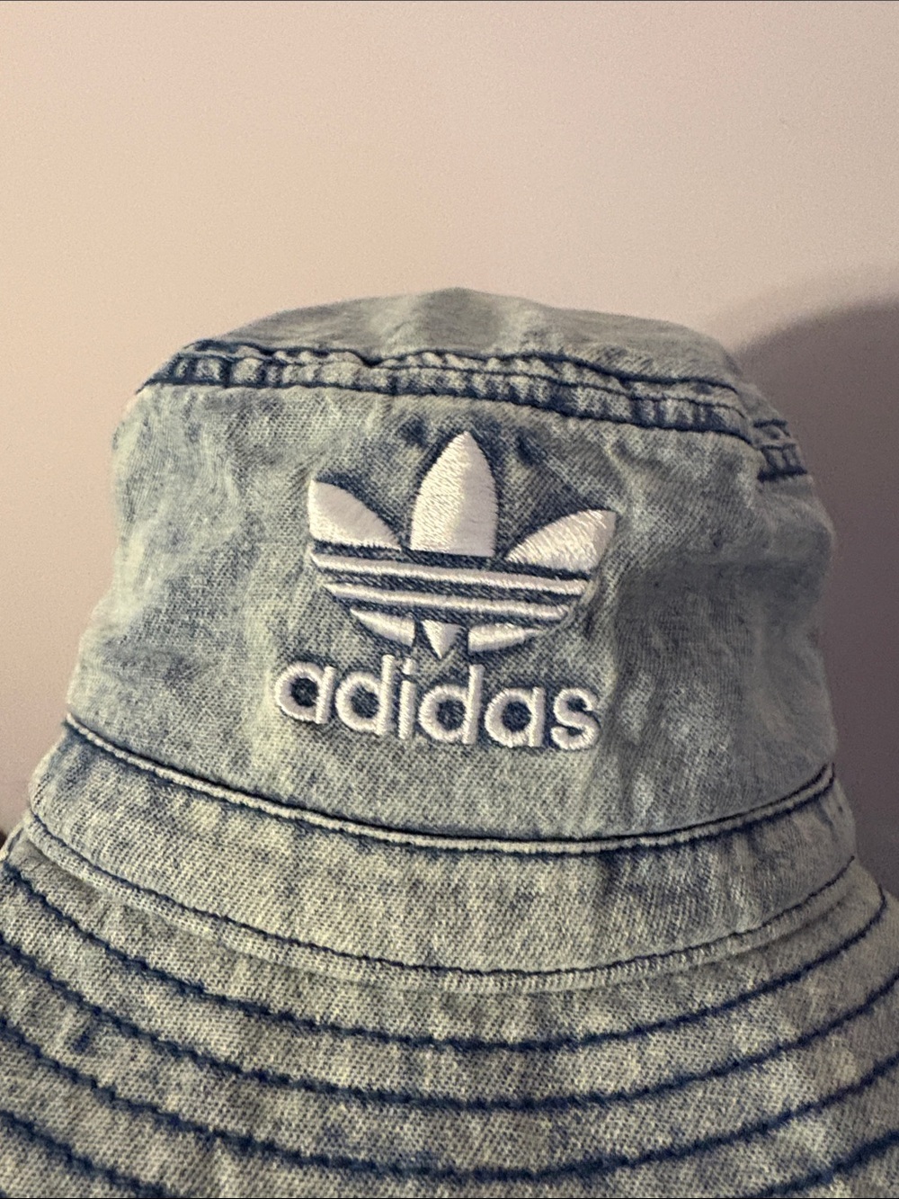 Adidas Chambray Denim Blue Wash Embroidered Logo Bucket Hat OSFM 2021 style - Picture 10 of 14